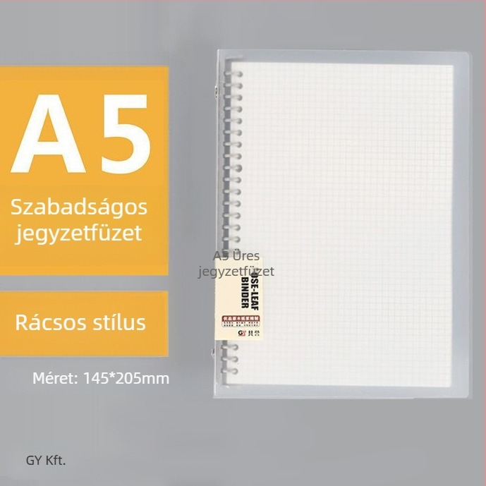 Átlátszó PP kötőfűzet külső lapokhoz, formátumok A5/B5/A4, nagy kapacitású, 60 oldal, 20/26/30 lyuk, cserélhető betétekkel