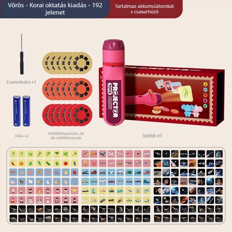 Projektor lámpa játék a korai neveléshez, diavetítéses képre felismeréssel és fényvetítéssel; 4–6 éveseknek.