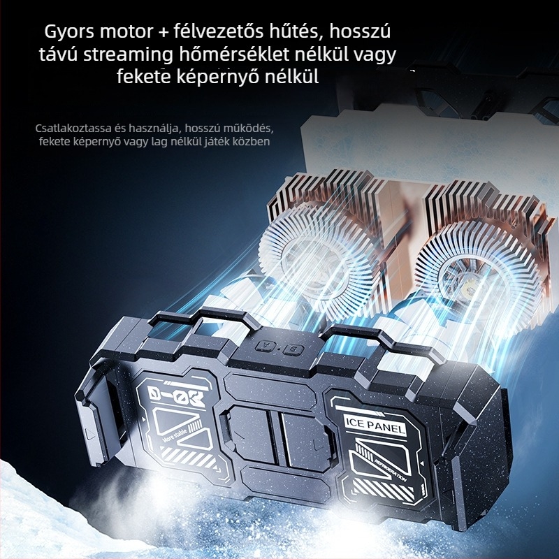 Szilícium-alapú, csendes hűtő radiátor tabletekhez és okostelefonokhoz, modell 003, 10W, Anyag: ABS + alumíniumötvözet + PC, Csatlakozó: Type-C, Tömeg: 552 g