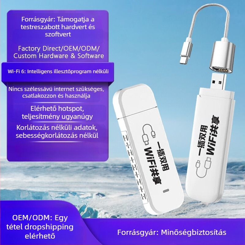 Laptopokhoz készült USB vezeték nélküli hálózati kártya, drivertől mentes, 802.11n, 150 Mbps, 2.4 GHz