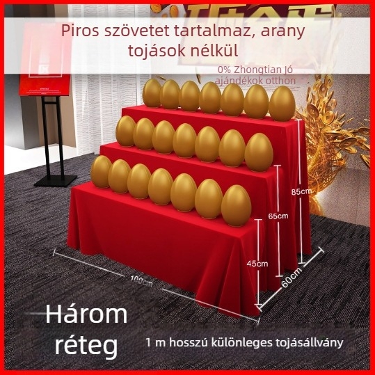 Háromszintes rozsdamentes acél aranytojás-állvány lottó bemutatóhoz – Japán–Koreai stílus – ajándékdobozos csomagolás