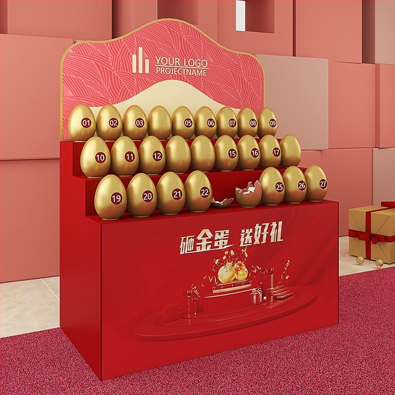 Háromszintes rozsdamentes acél aranytojás-állvány lottó bemutatóhoz – Japán–Koreai stílus – ajándékdobozos csomagolás