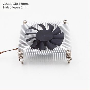 Alumínium CPU hűtőventilátor, hidraulikus csapágy, 3200 fordulat/perc, zaj 5 dB