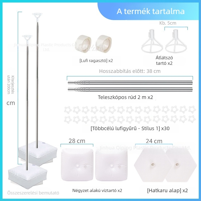 Műanyag kör alakú víztasak alap teleszkópos hatszögletű vázzal és ballon-tartóval beltéri sporteseményekhez