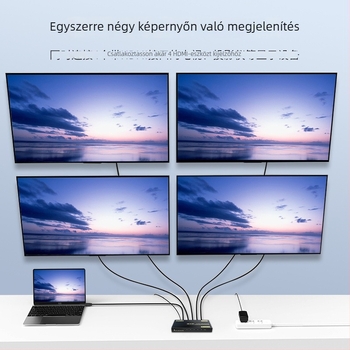Jinghua HDMI 4-portos elosztó, 1 bemenet / 4 kimenet, 4K60Hz, modell F131, tápellátás 3C
