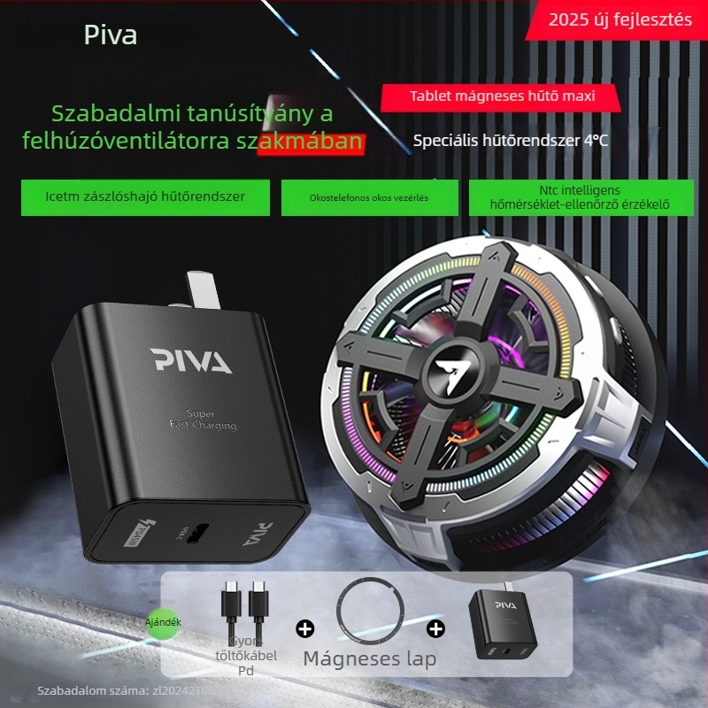 Piva B2MAX második generációs Ice Blade Max sík radiátor — mágneses a játék közvetítéshez, félvezető hűtés, 27W Type-C, 137g