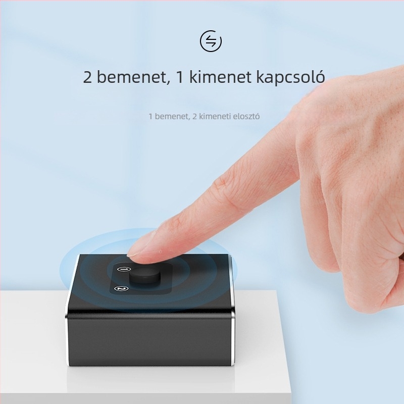 HDMI kapcsoló/disztribútor, 4Kx2160, 2 bemenet - 1 kimenet, kétirányú, aranyozott csatlakozók, alumínium ötvözet burkolat, Plug-and-Play, modell Hs-002
