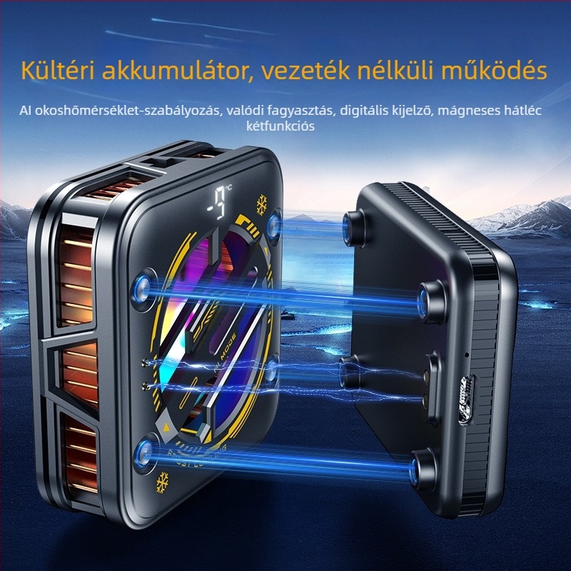 Vezeték nélküli telefonhűtő, modell K18, 150 g, 5V3A, anyag ABS + alumínium ötvözet + kerámia, interfész Type-C
