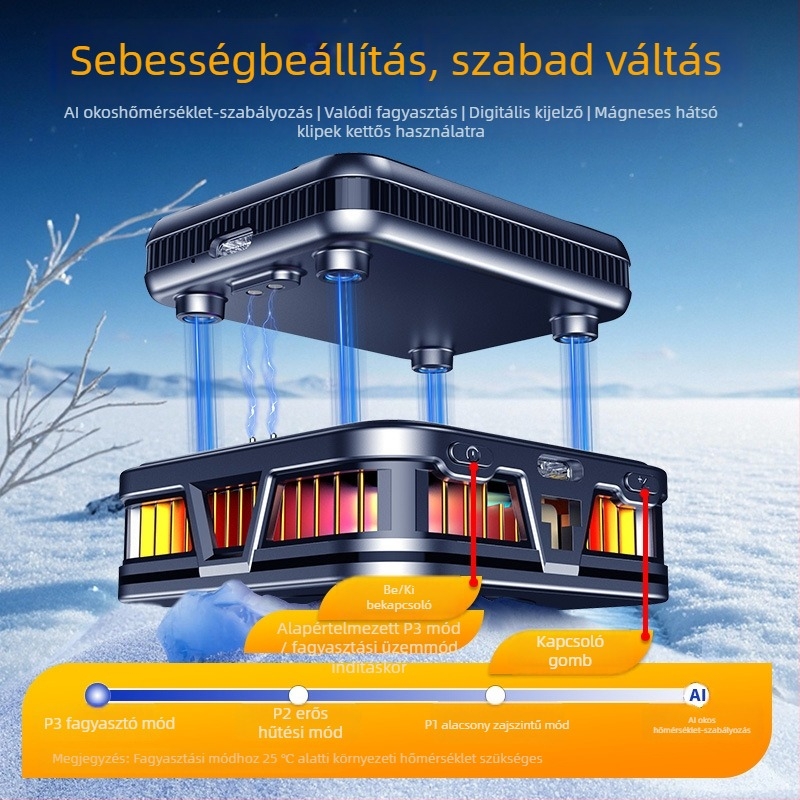Vezeték nélküli telefonhűtő, modell K18, 150 g, 5V3A, anyag ABS + alumínium ötvözet + kerámia, interfész Type-C