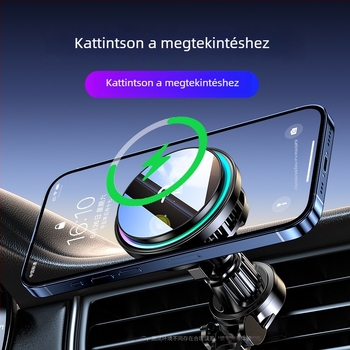 X132 autótelefon-tartó hűtéssel és vezeték nélküli gyorstöltéssel, 23W, ABS + alumíniumötvözet, USB-C, súly 120 g