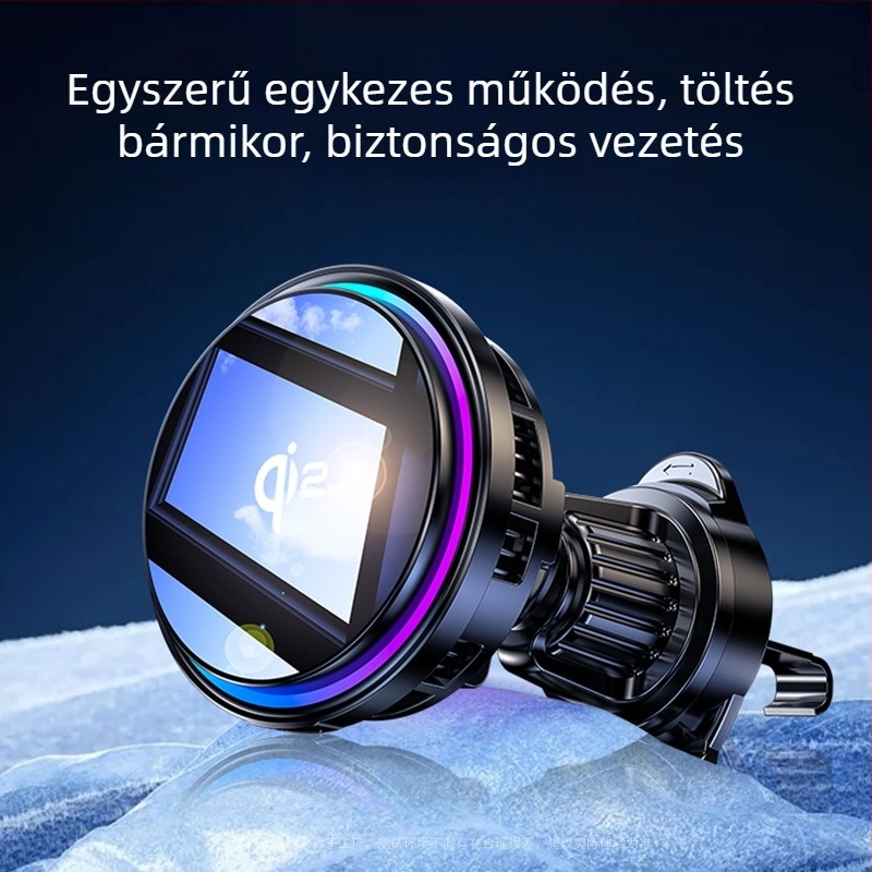 X132 autótelefon-tartó hűtéssel és vezeték nélküli gyorstöltéssel, 23W, ABS + alumíniumötvözet, USB-C, súly 120 g