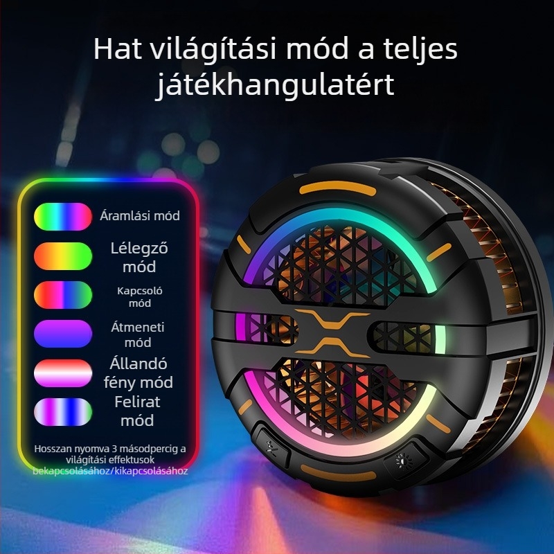 K15 Játékos telefon- és tablet magnetos hűtő radiátor, 3 sebesség, 15W, kb. 120 g, USB-C, ABS+PC/alumínium ötvözet