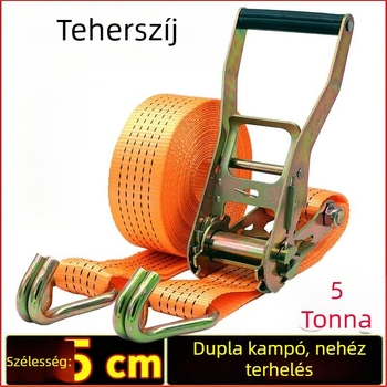 Kétkampós rögzítőpánt, 5 tonnás teherbírás, poliészterből, 1 kg, járművek rögzítésére