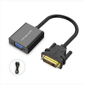 DVI–VGA konverter kábel, 24+5-pins, ABS négyzet alakú külső, AD013, 1080p