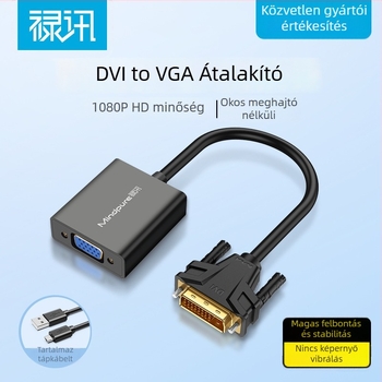 DVI–VGA konverter kábel, 24+5-pins, ABS négyzet alakú külső, AD013, 1080p
