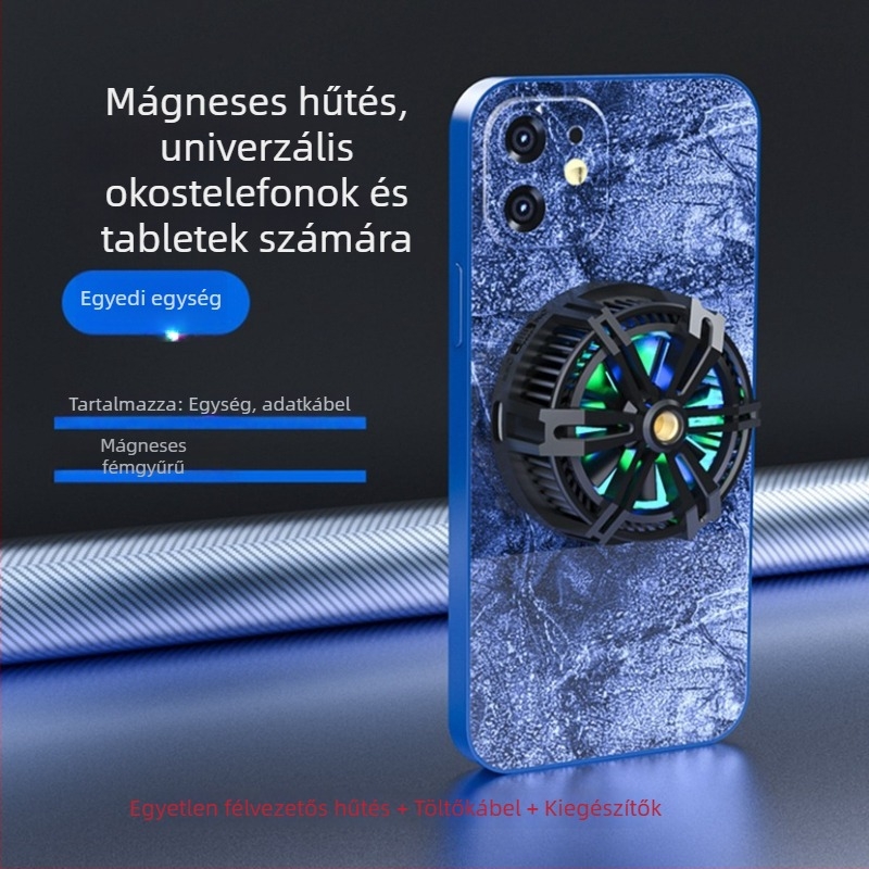 Mágneses vezeték nélküli töltésű hordozható hűtőpad mobiltelefonok és tabletekhez – 150 g, 2 A, Anyag: fém-ABS, Interfész: tpc