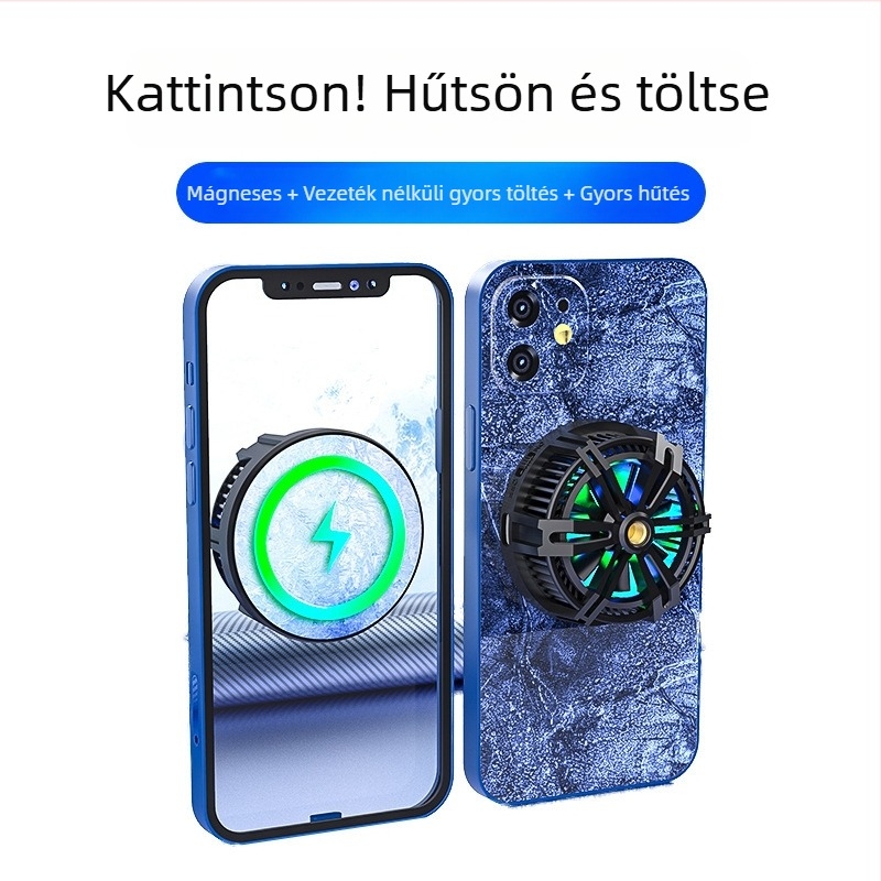 Mágneses vezeték nélküli töltésű hordozható hűtőpad mobiltelefonok és tabletekhez – 150 g, 2 A, Anyag: fém-ABS, Interfész: tpc