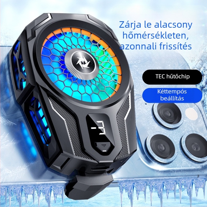 Mobiltelefon hűtő hátlapi klipszel, modell SL16, félvezető hűtés, kettős sebességű hőmérséklet-szabályozás, 10W, 60g, műanyag ház, Port C interfész, játékhoz