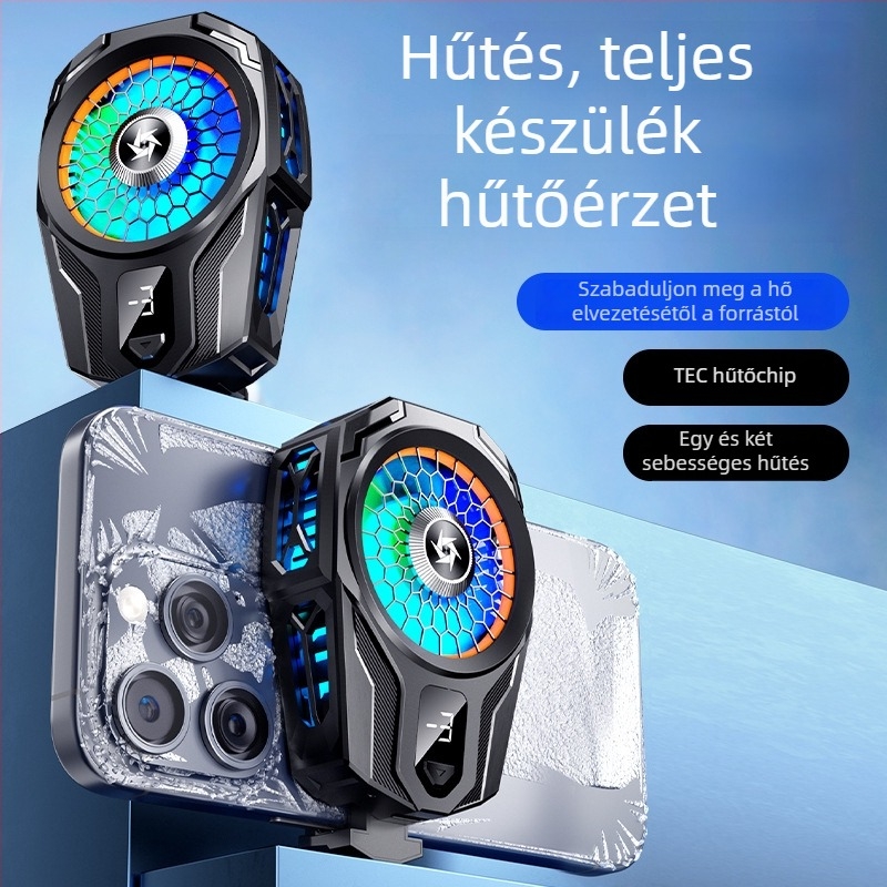Mobiltelefon hűtő hátlapi klipszel, modell SL16, félvezető hűtés, kettős sebességű hőmérséklet-szabályozás, 10W, 60g, műanyag ház, Port C interfész, játékhoz