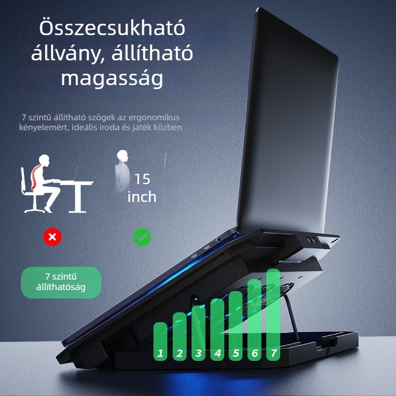N22 noteszgép hűtő két hőcsővel, hidraulikus csapággyal, ABS burkolat, 1200 RPM, USB két port