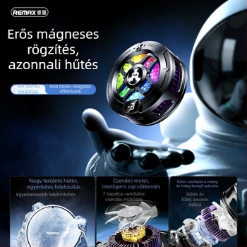Mágneses telefon- és tabletahűtő RGB világítással és digitális kijelzővel, Type-C interfész, RT-F7/RT-F7i