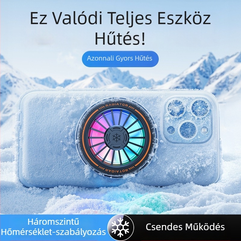 H8 mobiltelefon hűtőradiátor — 15W, Type-C interfész, ABS+ mágneses anyag, félvezető- és vízhűtés