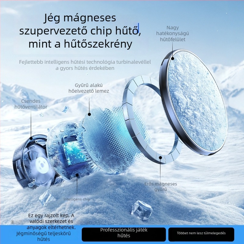 H8 mobiltelefon hűtőradiátor — 15W, Type-C interfész, ABS+ mágneses anyag, félvezető- és vízhűtés