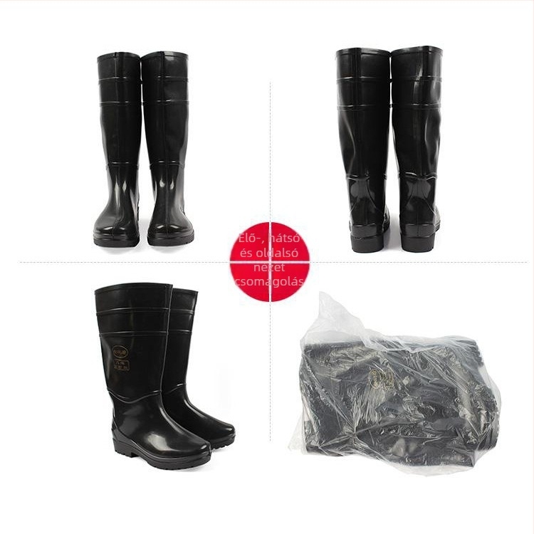 Férfiak magas talpú PVC esőcsizmái — vízálló, csúszásmentes, olajálló, kopásálló