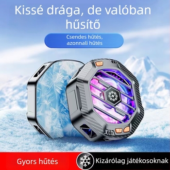 X60 vezeték nélküli telefonhűtő félvezető hűtéssel, mágneses rögzítés, Type-C interfész, ABS+alumínium ötvözet+mágnes, 80 g, kompatibil Apple és Android