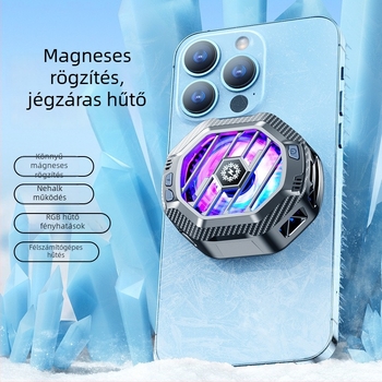 X60 vezeték nélküli telefonhűtő félvezető hűtéssel, mágneses rögzítés, Type-C interfész, ABS+alumínium ötvözet+mágnes, 80 g, kompatibil Apple és Android