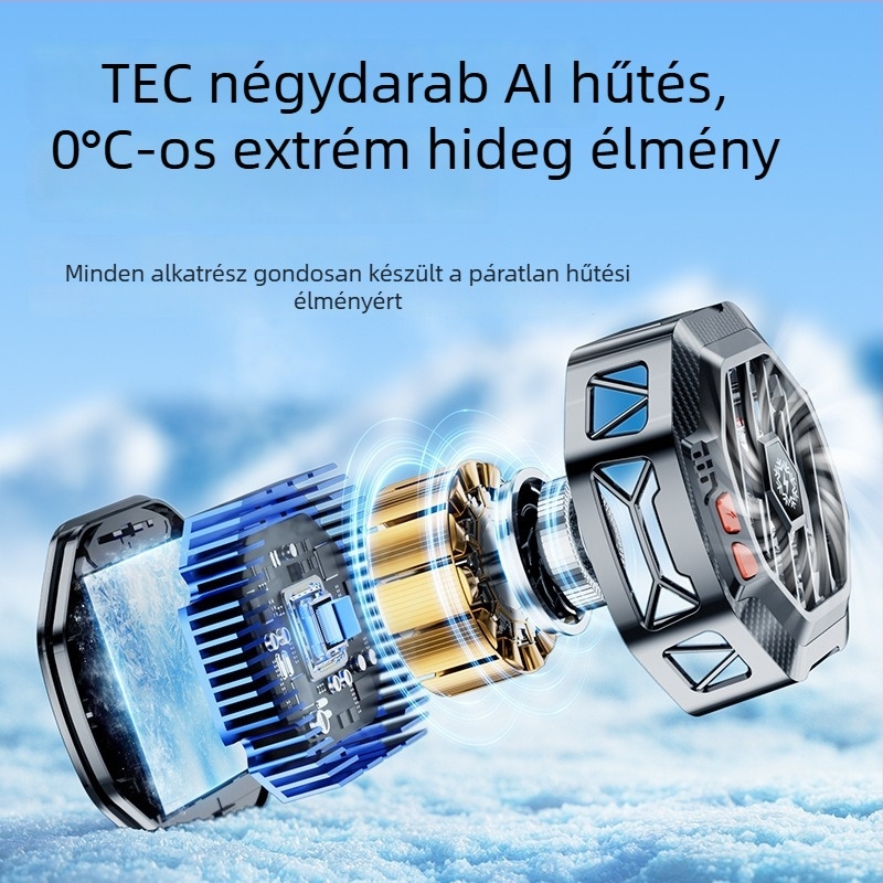 X60 vezeték nélküli telefonhűtő félvezető hűtéssel, mágneses rögzítés, Type-C interfész, ABS+alumínium ötvözet+mágnes, 80 g, kompatibil Apple és Android