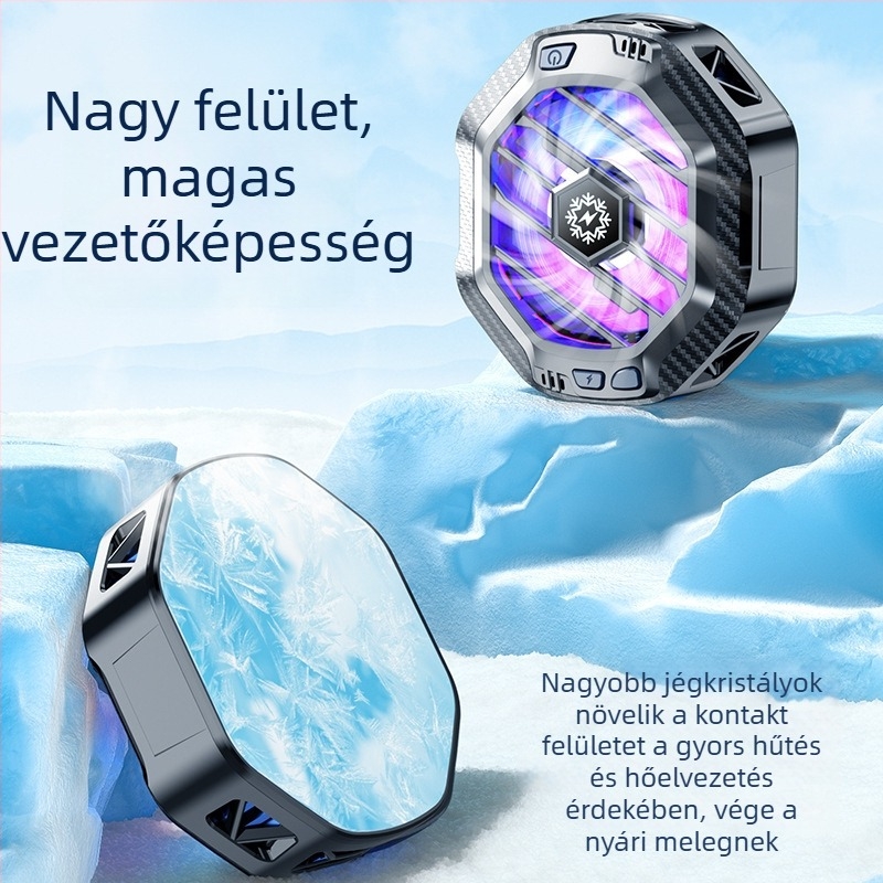 X60 vezeték nélküli telefonhűtő félvezető hűtéssel, mágneses rögzítés, Type-C interfész, ABS+alumínium ötvözet+mágnes, 80 g, kompatibil Apple és Android