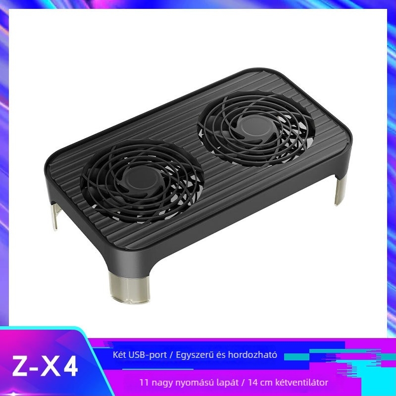 Z-X4 Router hűtőalap kettős 14 cm-es ventillátorokkal, USB tápegység