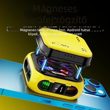 Mobiltelefon hűtő mágneses AI hőmérséklet-szabályozással, modell F40 — 10W, Type-C csatlakozó, ABS+fém, 185 g