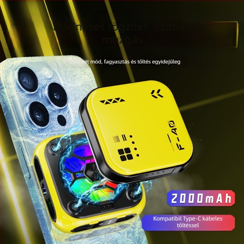 Mobiltelefon hűtő mágneses AI hőmérséklet-szabályozással, modell F40 — 10W, Type-C csatlakozó, ABS+fém, 185 g