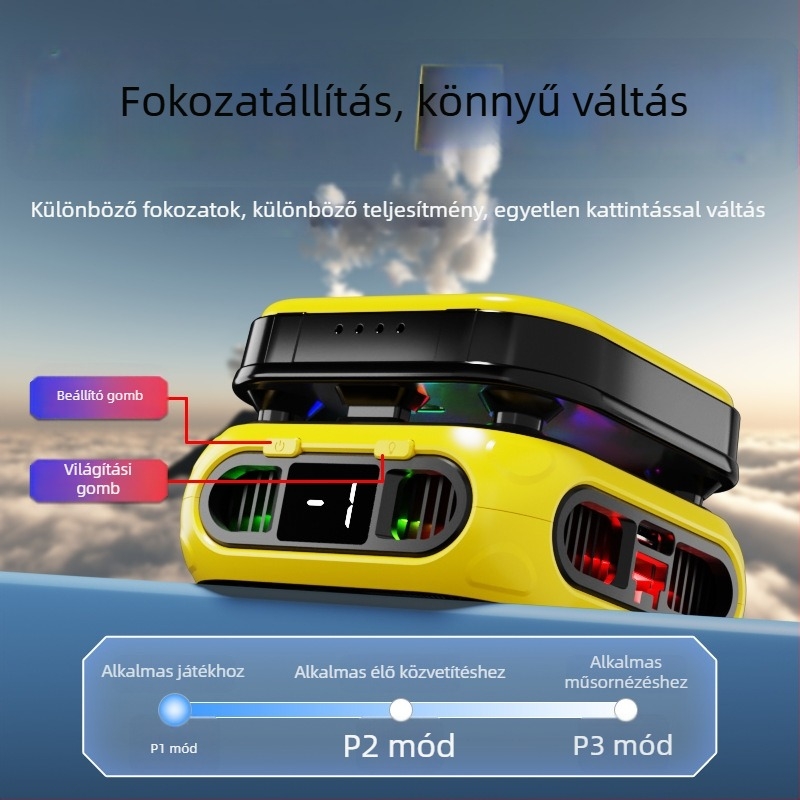 Mobiltelefon hűtő mágneses AI hőmérséklet-szabályozással, modell F40 — 10W, Type-C csatlakozó, ABS+fém, 185 g