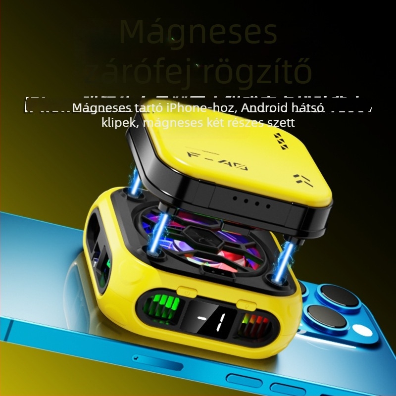 Mobiltelefon hűtő mágneses AI hőmérséklet-szabályozással, modell F40 — 10W, Type-C csatlakozó, ABS+fém, 185 g