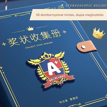 Bizonyítványgyűjtemény könyv – bőrhatású felület, 40 oldal, logó nélkül, ajándék gyerekeknek és osztálytársaknak