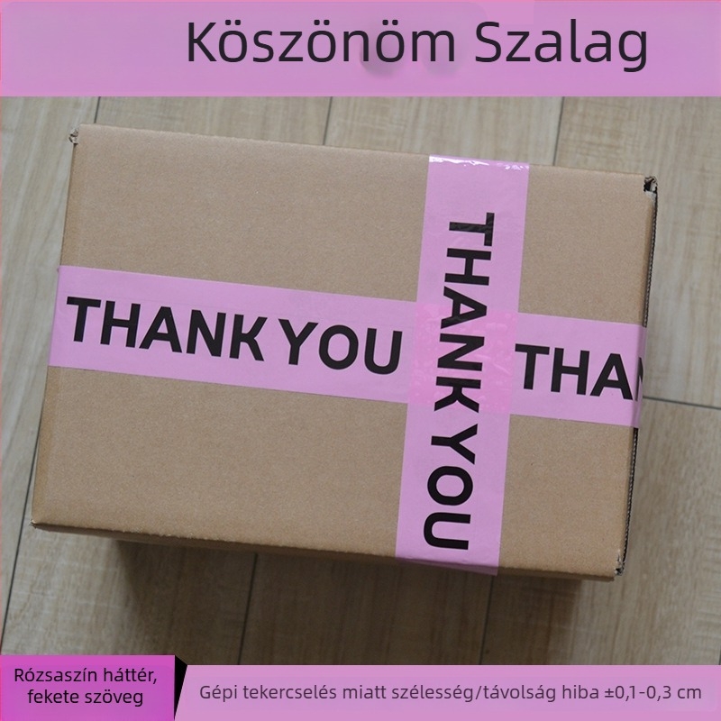 Printed THANKYOU csomagoló szalag rajzfilm mintával, BOPP film, Hydrosol ragasztó, szélesség 45 mm, hossz 10–100 m, film vastagsága 52 μm