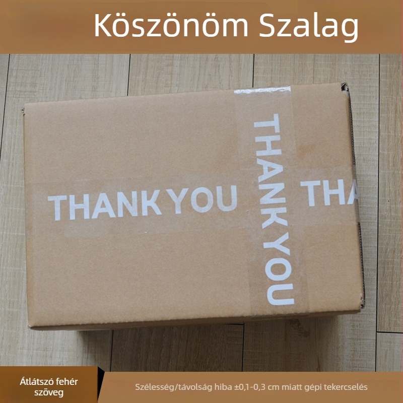 Printed THANKYOU csomagoló szalag rajzfilm mintával, BOPP film, Hydrosol ragasztó, szélesség 45 mm, hossz 10–100 m, film vastagsága 52 μm