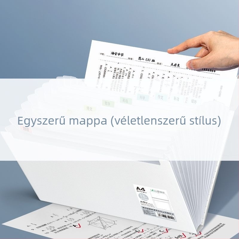 Akkordos mappa dokumentumokhoz, polipropilén, nagy kapacitású, többszintű kialakítás, tantárgy szerinti osztályozás