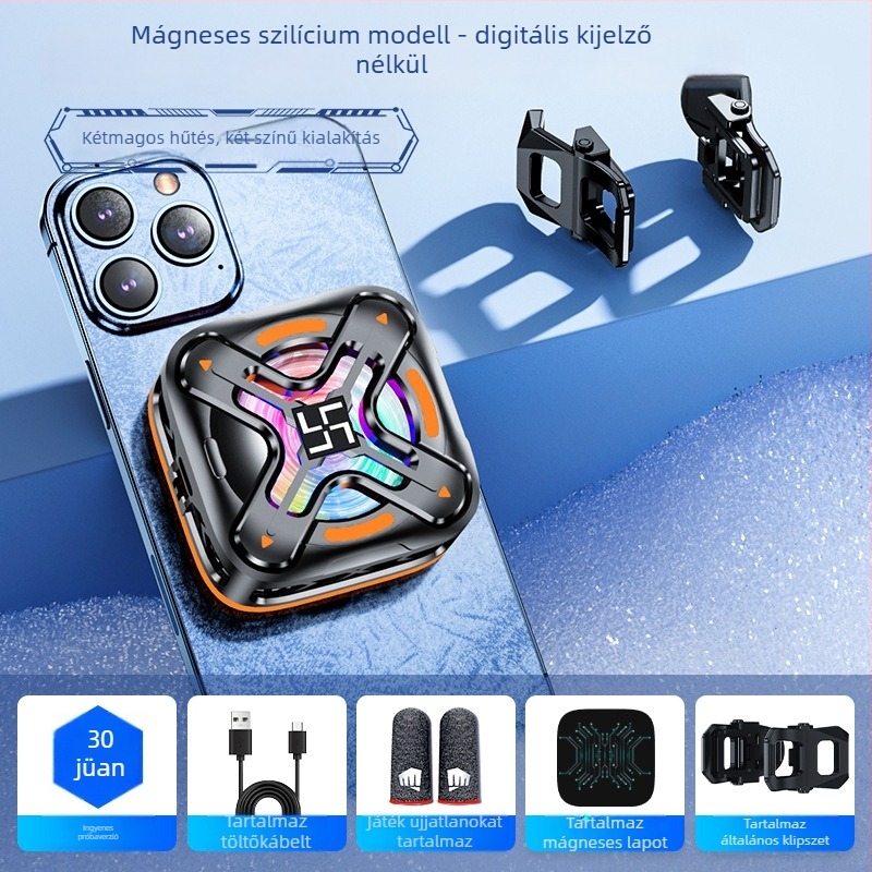 Hátlapi mágneses hűtőklip mobiltelefonhoz félvezető radiátorral, DY26 modell, 10W, Type-C csatlakozó, 150g