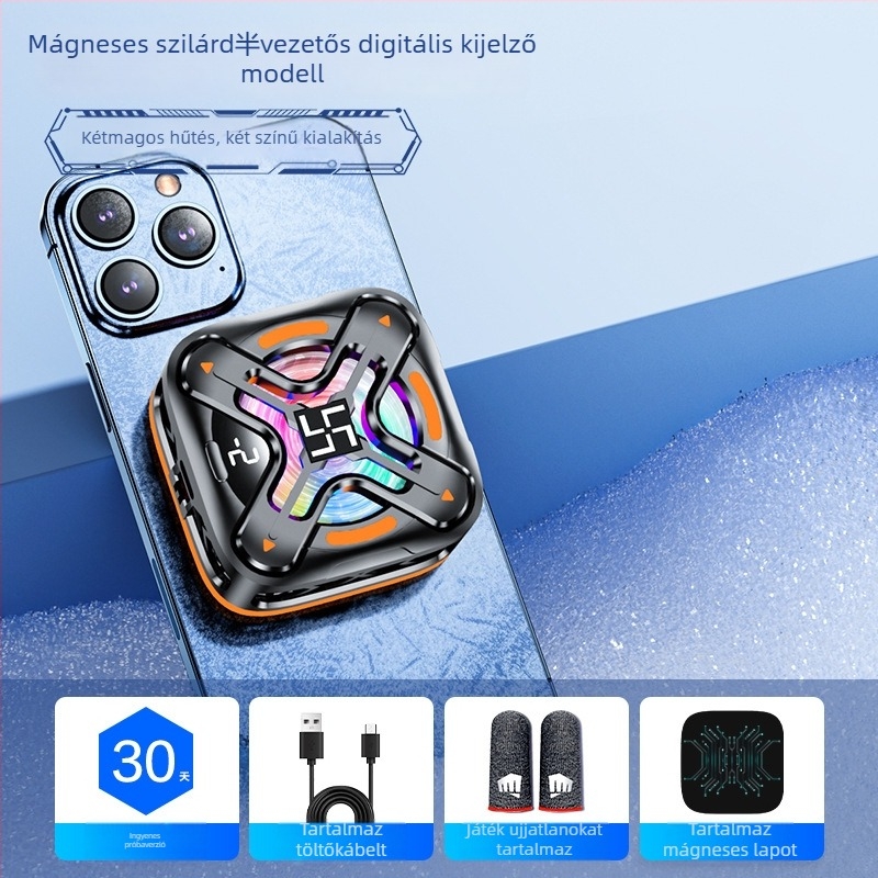 Hátlapi mágneses hűtőklip mobiltelefonhoz félvezető radiátorral, DY26 modell, 10W, Type-C csatlakozó, 150g