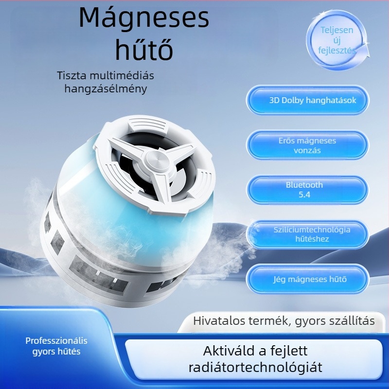 Zl18 Mágneses telefonhűtő félvezető hűtéssel és beépített Bluetooth hangszóróval – 10W, ABS, USB-C, 106g