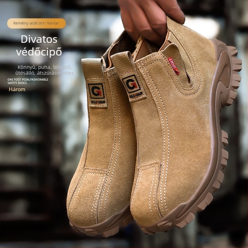 Slip-on védőcipő hegesztőknek, velúr marhabőrből, középmagas fazon, acél orrvédő; ütés- és átszúrás védelem (Velúr marhabőrből; Középmagas fazon; Acél orrvédő; Ütés- és átszúrás védelem)
