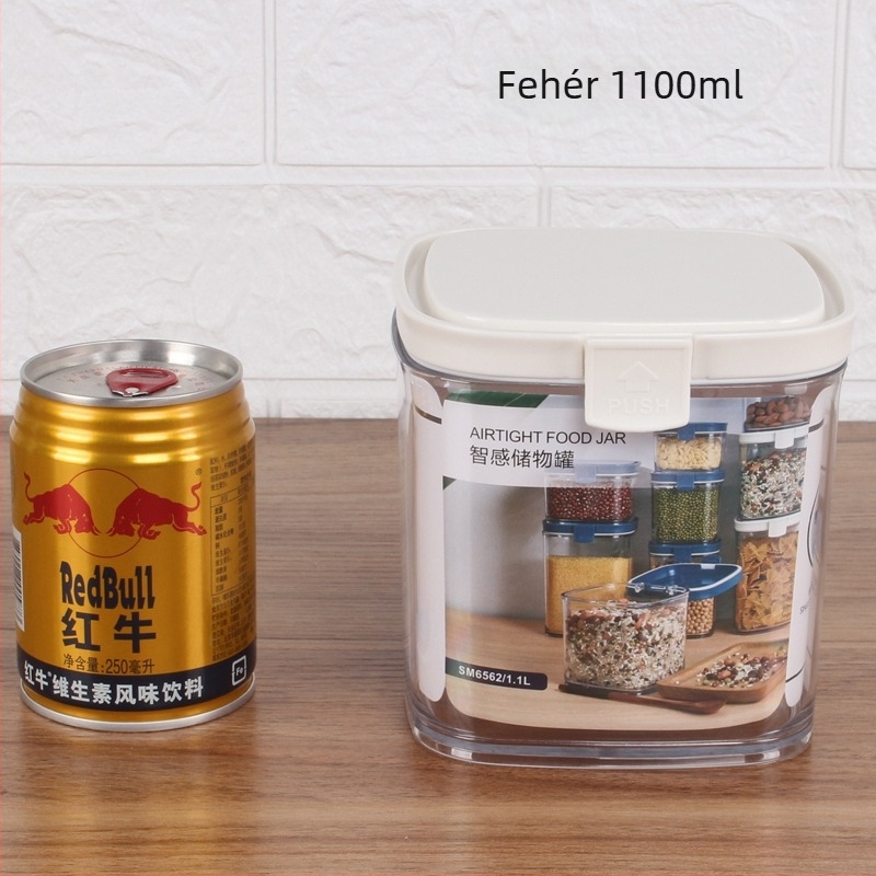 Nedvességálló négyszögletes műanyag tároló konyhára, frissességmegőrző üveg, 300 ml alatt, anyag: selyemvirág