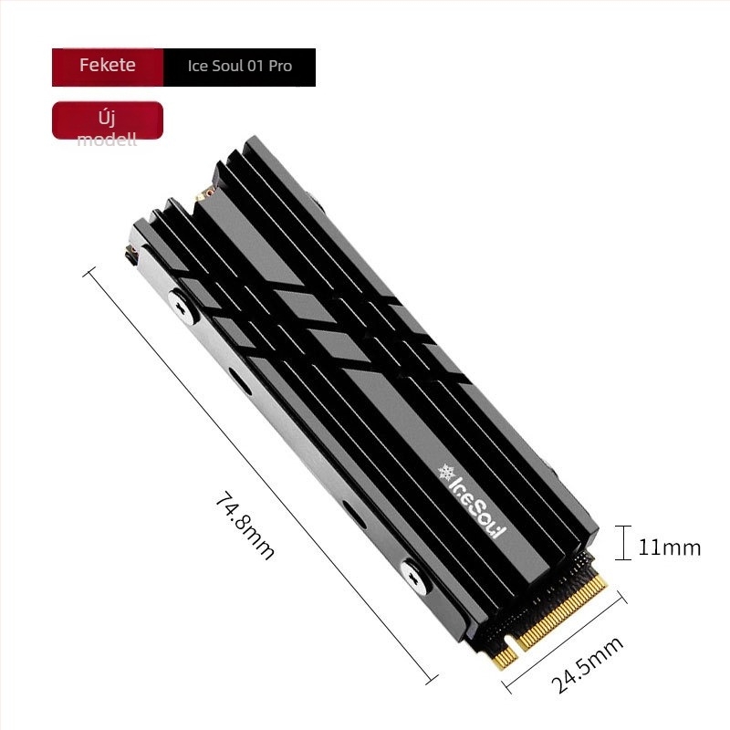 M.2 NVMe SSD hűtő 2280, alumínium ötvözet, kétoldalas hővezető, 5 hőcső, modell Ice Soul 01