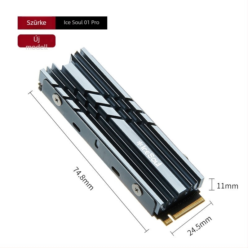 M.2 NVMe SSD hűtő 2280, alumínium ötvözet, kétoldalas hővezető, 5 hőcső, modell Ice Soul 01