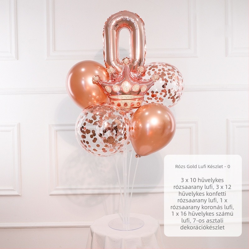 Születésnapi lufió oszlop 0–9 számokkal, alumíniumfóliából készült, alkalmas egyéves ünneplésekre és sporteseményekre