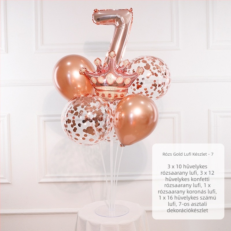 Születésnapi lufió oszlop 0–9 számokkal, alumíniumfóliából készült, alkalmas egyéves ünneplésekre és sporteseményekre